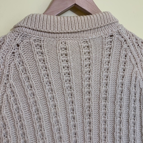 Gaeltarra | Cream New Wool Irish Fisherman Full Zip Collared Cardigan Sweater M - Picture 14 of 17